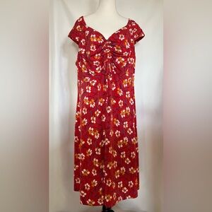 London Times Ruched Front Floral Flowy Sleeveless Dress 2X